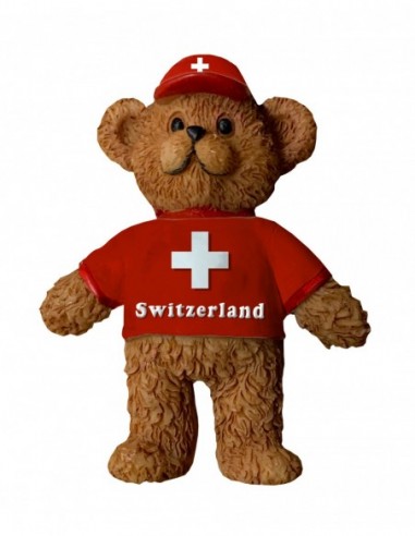 Polymagnet Bärli mit rotem Switzerland Shirt