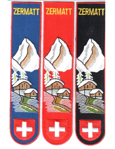 Buchzeichen gestickt Matterhorn “ZERMATT” zu 12 Stück  sortiert, blau, rot, schwarz