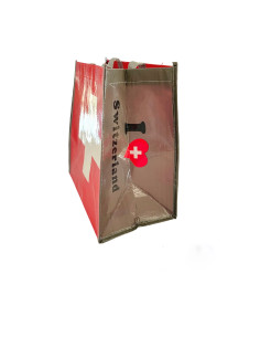 Rpet (Recycling PET) Bag rot, beidseitig mit Schweizerkreuz (26x28x17cm) 2